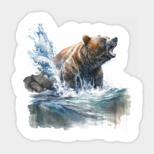Bear in the River - Watercolor Sticker